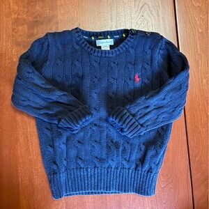 Polo Ralph Lauren Navy Cable Knit Crewneck Sweater 24M